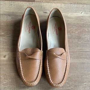 NEW Marc Joseph New York Brown Leather Loafers with Red Accent Size 8.5 Women